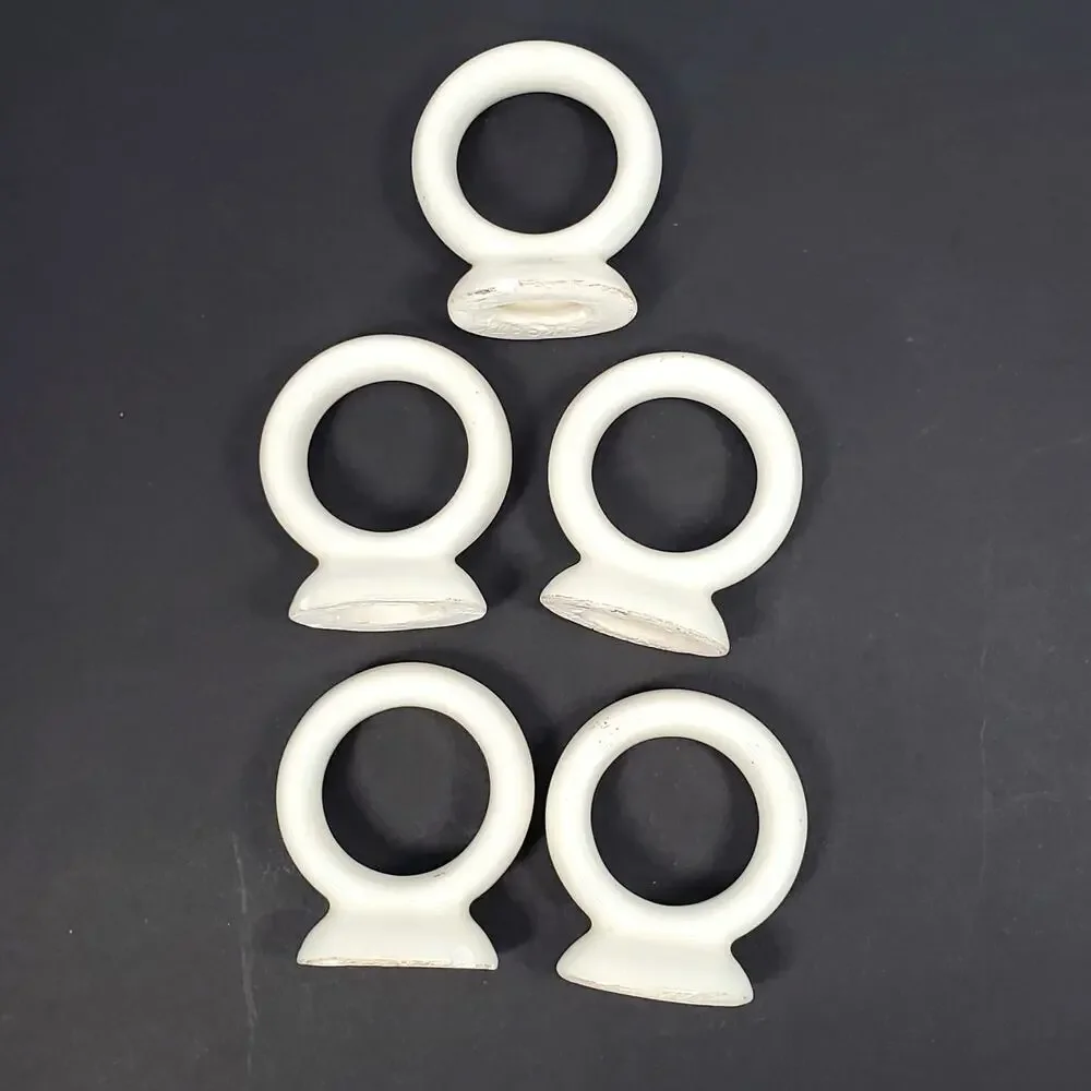 Vtg O'roark 1982 White Ceramic Napkin Ring Set Tableware Decor Retro Lot of 5